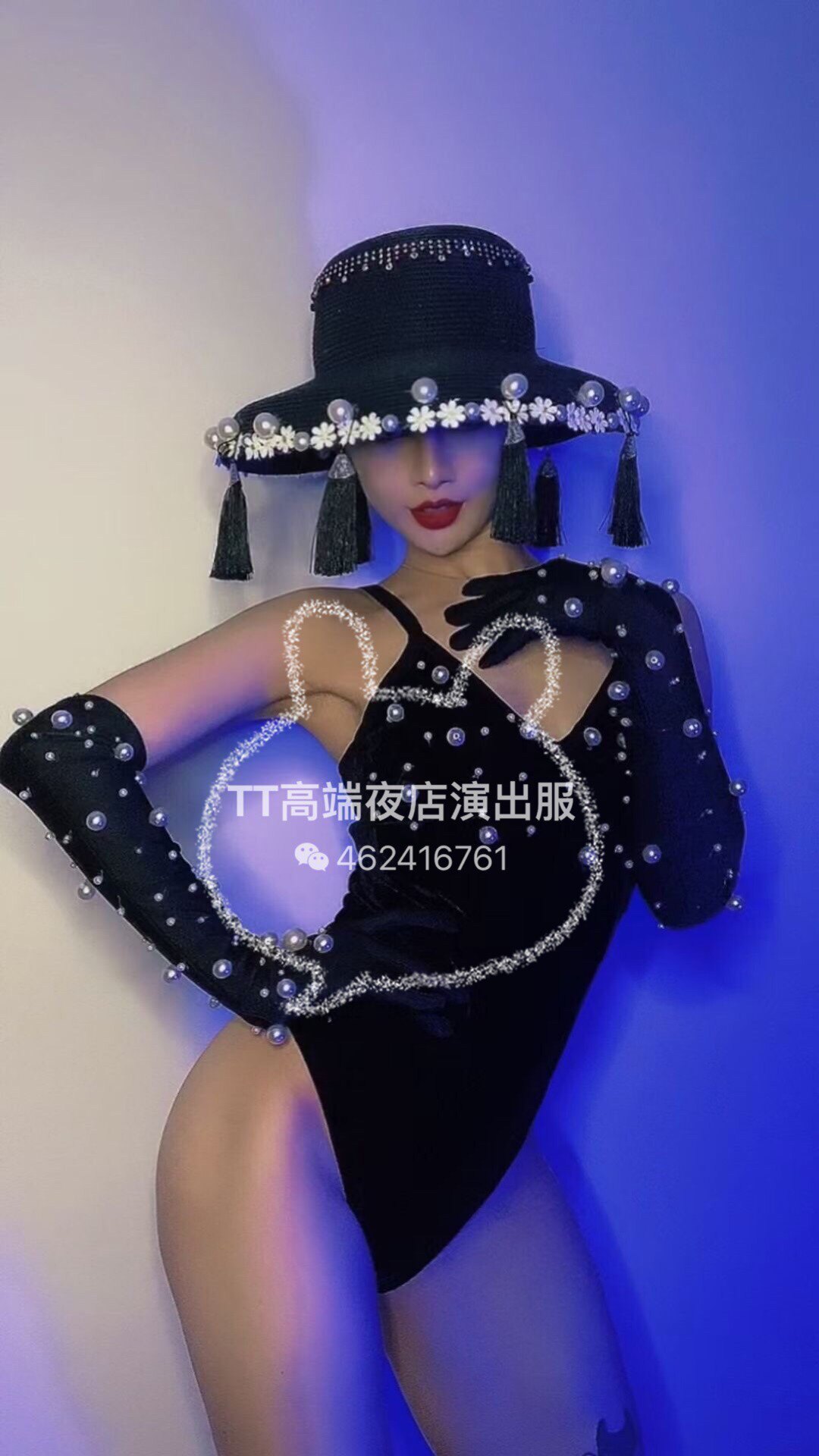 New Year's Lantern Nightclub Bar Djds Dance Team Gogo Sexy National Tide Black Headwear Stage Performance Costume