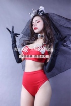 TT high-end nightclub bar singer djds dance team gogo Halloween ghost head sissy red split performance