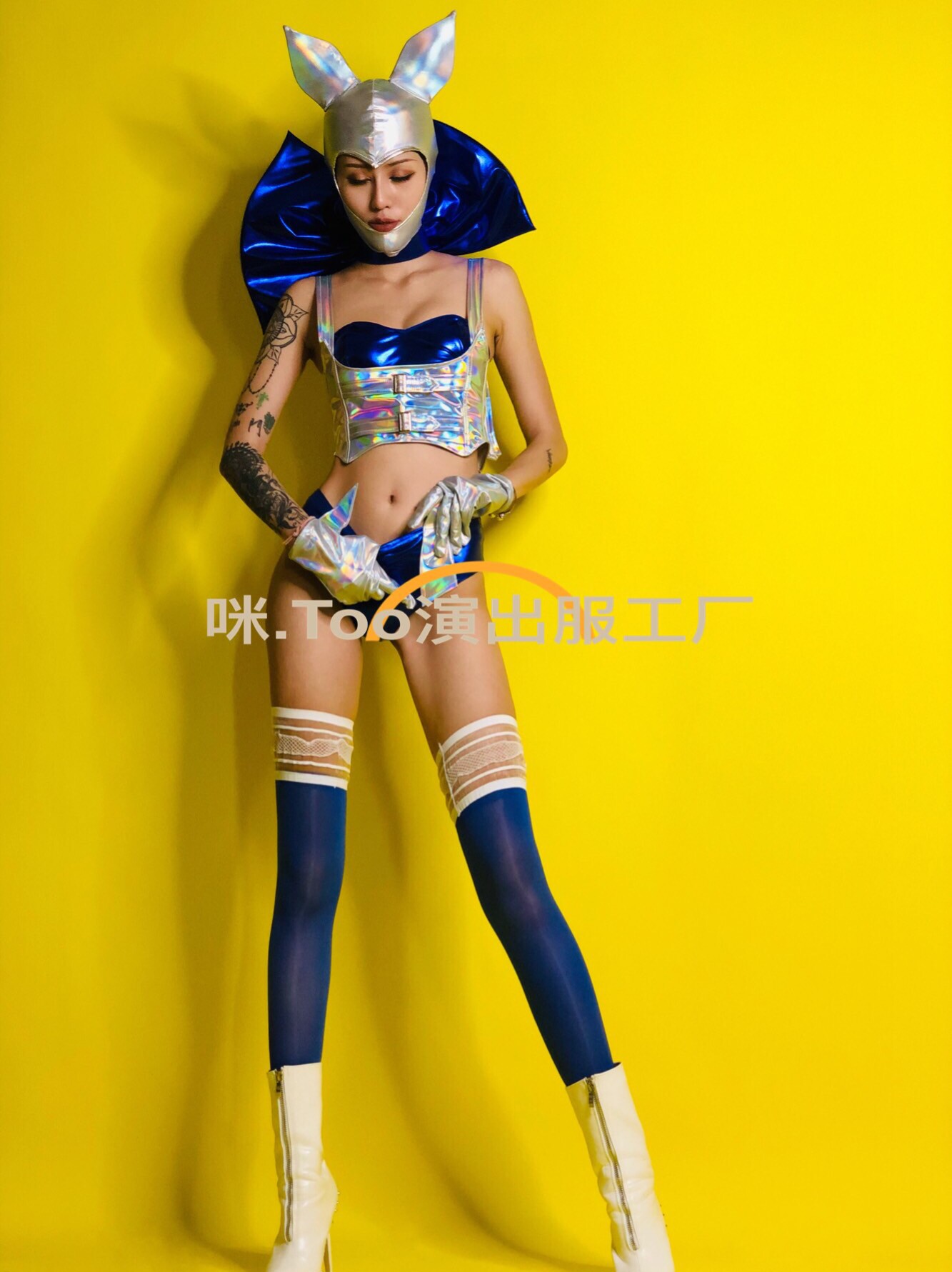 TT high-end costumes anime blue bow cat nightclub bar GOGODS costumes