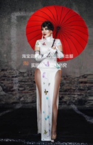 TT high-end nightclub bar singer djds dance team gogo retro butterfly high slit cheongsam dress costumes