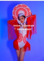 TT high-end nightclub bar singer djds dance team gogo Chinese style tassel one-piece tassel round headwear set