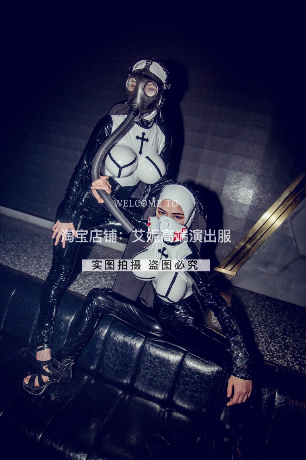 TT high-end nightclub bar singer djds dance team gogo halloween big breast nun suit performance costume