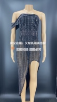 TT high-end nightclub bar singer djds dance team gogo sexy full diamond one-shoulder dress dress skirt