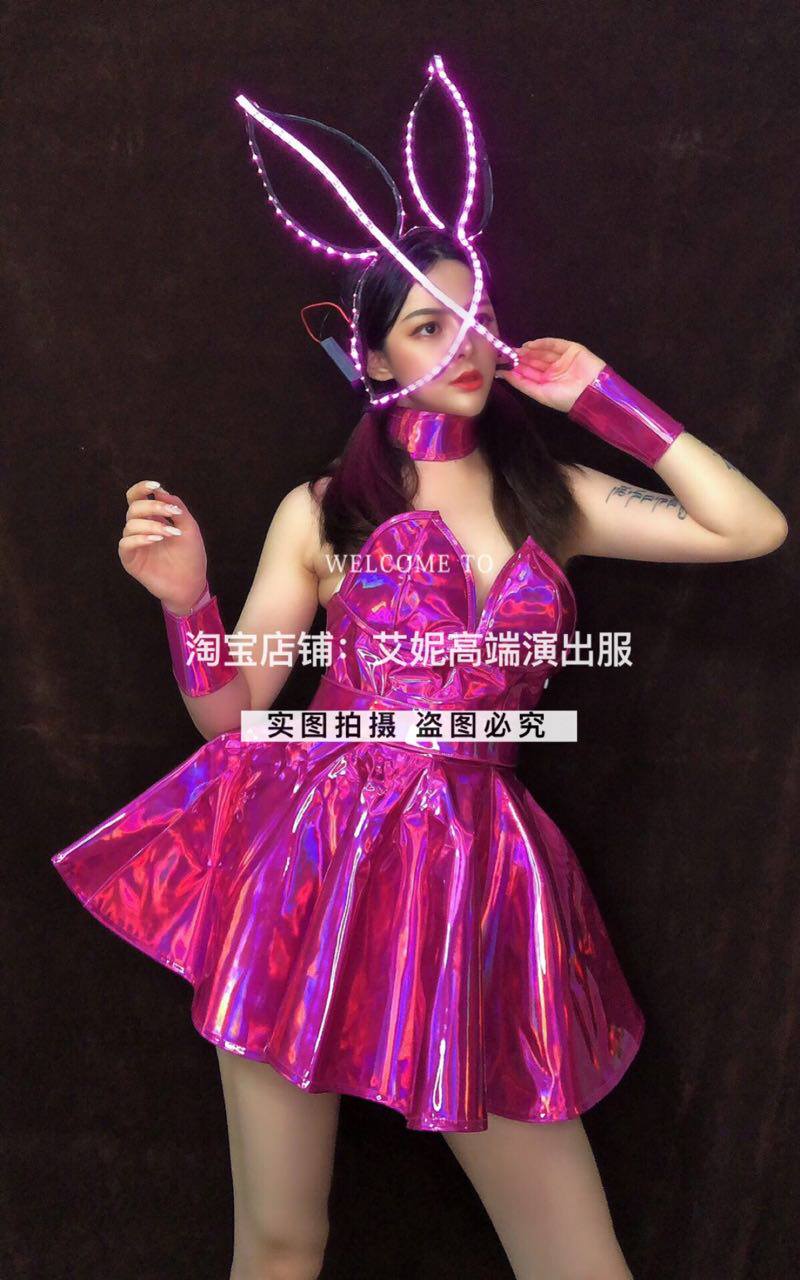 TT high-end nightclub bar singer djds dance team gogo rabbit luminous headdress cute tutu skirt suit