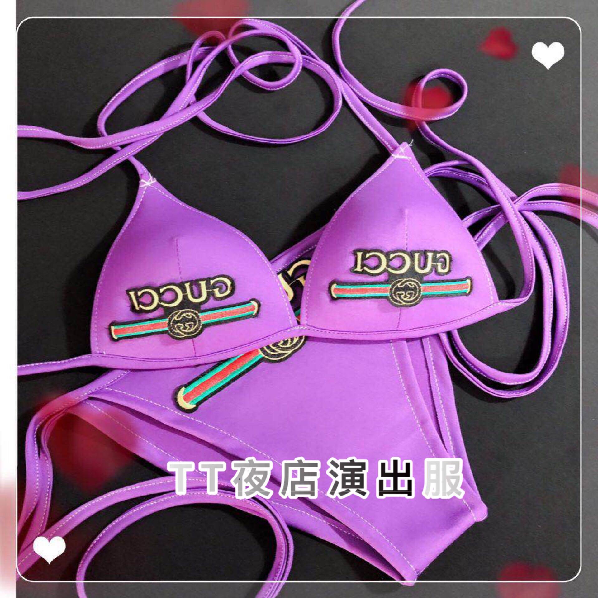 TT nightclub bar singer djds dance team gogo Sao purple letter strap bikini suit costumes