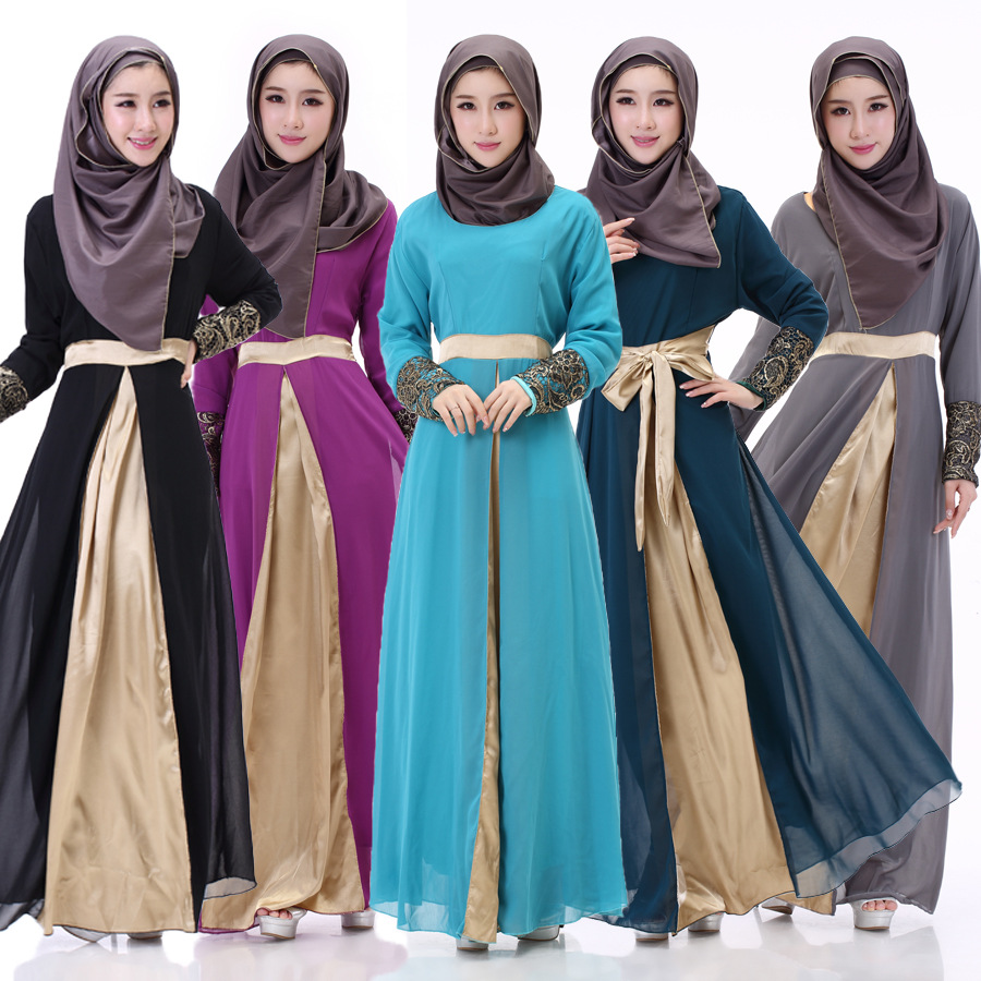 lengan baju panjang wanita gaun maxi muslim penyambungan lengan baju panjang wanita gaun maxi muslim penyambungan