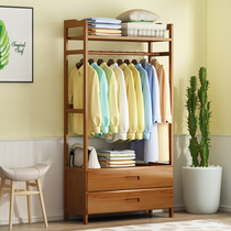 Coat rack hanging hanger floor simple modern shelf bedroom simple wooden net red small solid wood horizontal bar