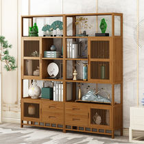 Simple solid wood Chinese-style dobao Pavilion rack display rack office shelf bookcase bookcase economy