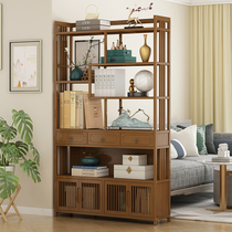 Foyer entrance hall cabinet bookshelf exhibition cabinet solid wood modern simple new Chinese tea shelf Shelf shelf customers