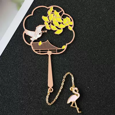 Ginkgo Crane Classical Chinese Style Metal Bookmarks Creative Students with Stationery Gifts Ancient Style Creative Gifts Customization