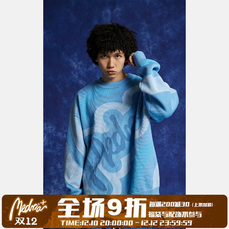 MEDRIA SEASON2 big LOGO gradient sweater street tide brand men and women couples casual loose long-sleeved ins