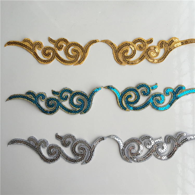 Embroidery sequins auspicious cloud cloth stickers applique moire pattern ethnic style embroidery cloth stickers stage dance clothing accessories