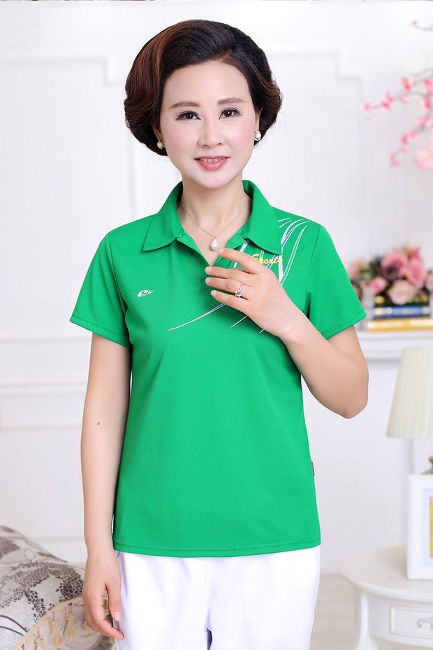 Xia Jiamusi nhảy múa vui vẻ thể dục nhịp điệu quần áo thể thao nhóm trung niên quần áo cặp đôi thể thao POLO áo sơ mi áo polo dior