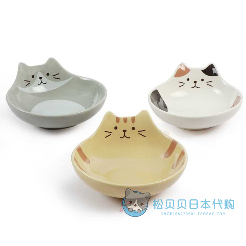 Japanese Imported Cat Ear Ceramic Bowl Cute Solid Cat Face Dessert Bowls Cartoon Day Style Home Children Bowls Cutlery