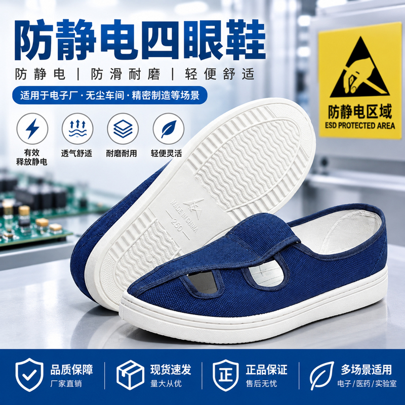 Anti-Static Shoes, Summer Pu Thickened Soft-Soled Dust-Free Shoes, Clean Work Shoes, Labor Protection, Electronics Factory, Breathable, Unisex