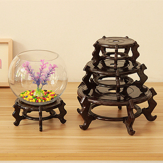 Qishi base Flower pot craft gift decoration base Fish tank vase base shelf Wine jar rack round plastic flower rack