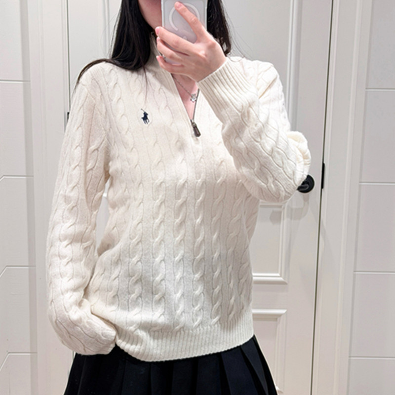 Hong Kong Direct Mail Ralph Lauren Ralph Lauren Half-Zip Sweater with Stand Collar and Cable Knit, Unisex