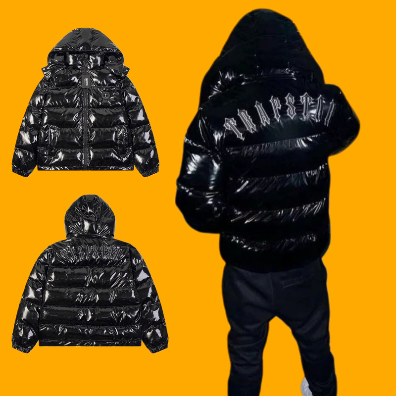 High-End Trapstar American High Street Winter Pu Leather Unisex Hat Detachable Cotton Jacket