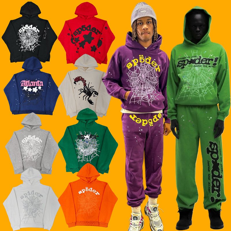 Correct Version of Sp5Der, European and American Hip-Hop Singer Thug555's Same Style Printed Letter Hoodie Sweatshirt
