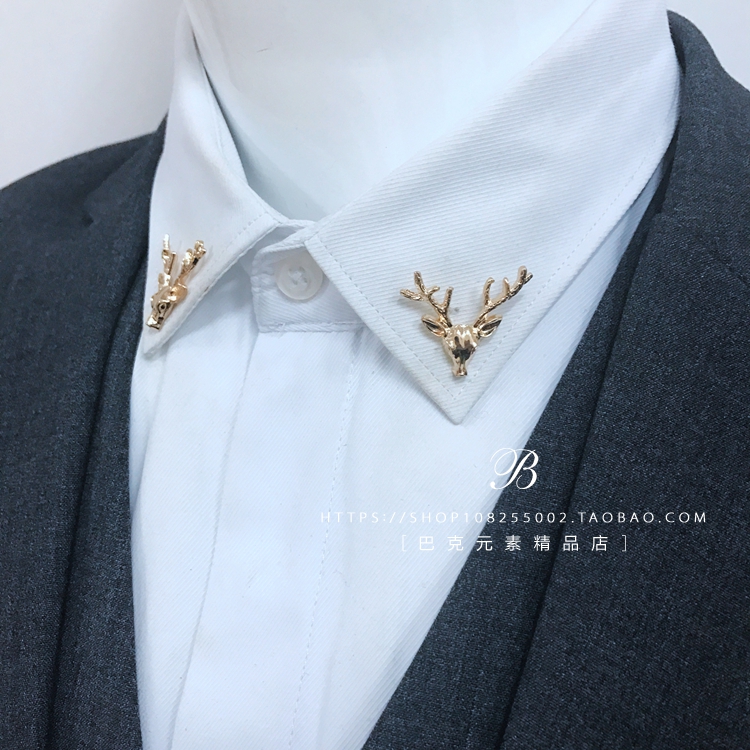 Phiên bản Hàn Quốc của trang sức hươu đầu cổ áo kim nam và nữ cổ áo khóa cổ áo clip trâm cài pin cổ áo hoa lụa khăn khóa ghim cài áo vest nữ