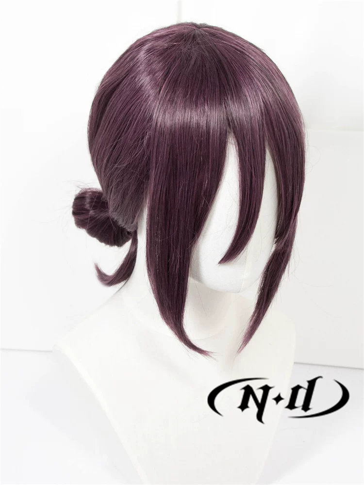 Chainsaw, purple wig with pigtail, cosplay