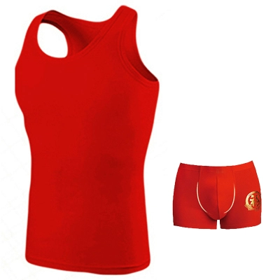 Năm sinh nam cotton lớn màu đỏ vest phương thức quần lót vớ năm lợn cưới đồ lót đáy lễ hội áo lót 3 lỗ nam cực đẹp
