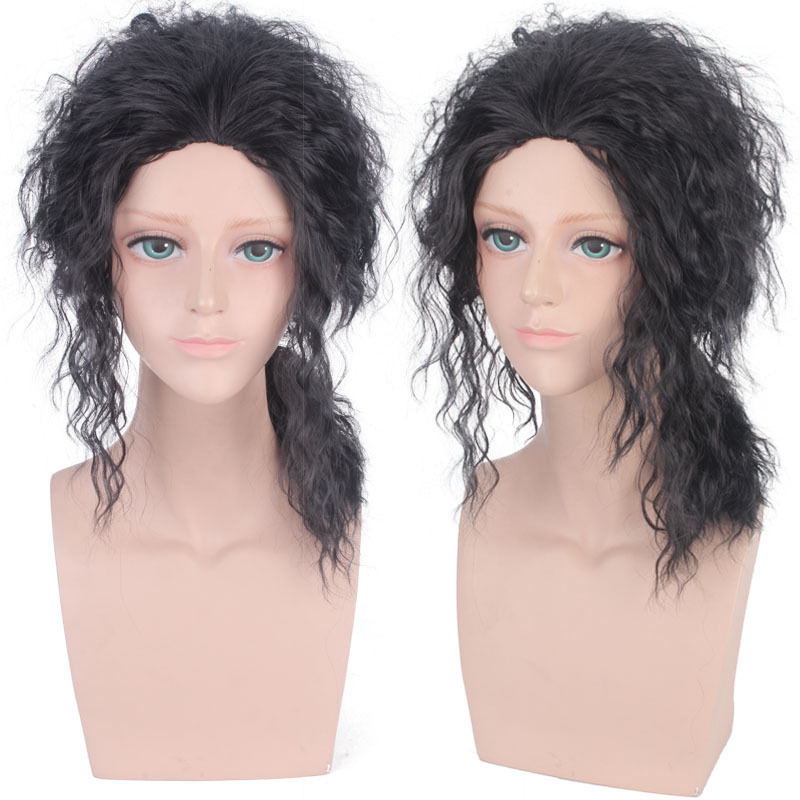 Michael Mj Jackson Cosplay Wig, Black Stylish and Handsome Long Curly Hair Wig for Performances and Nightclubs Michael Mj Jackson Cosplay Wig, Black Stylish and Handsome Long Curly Hair Wig for Performances and Nightclubs