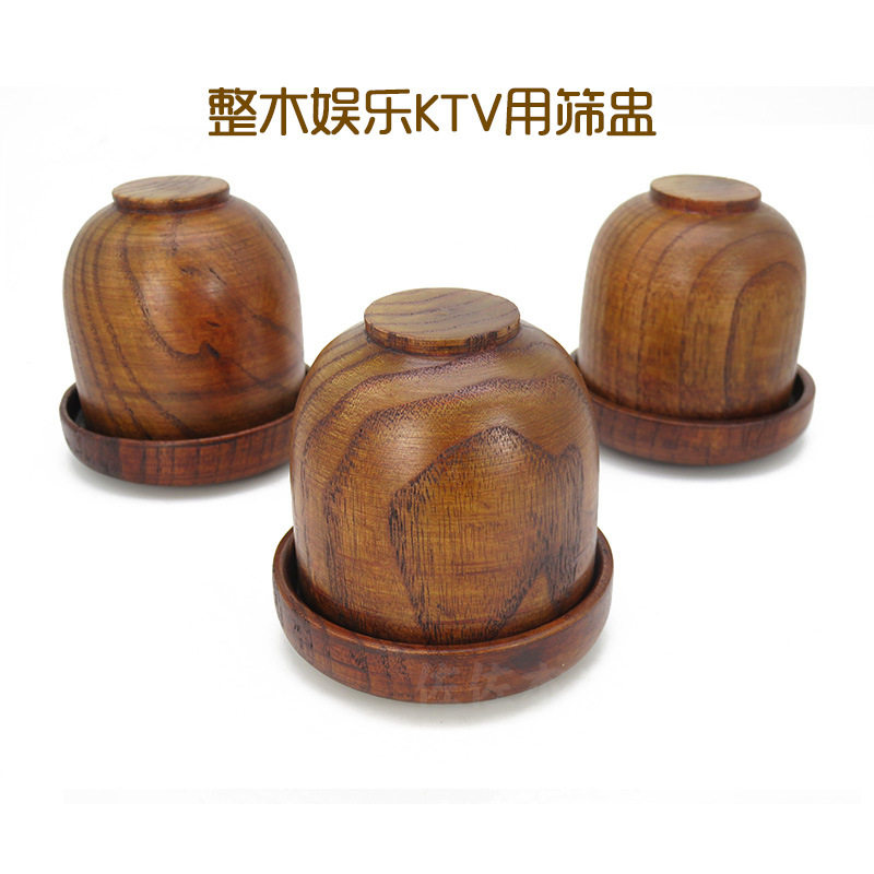 Solid wood whole wood jujube wood wooden screen cup Dice screen KTV entertainment hotel chess and card hotel with cover wine glass color cup