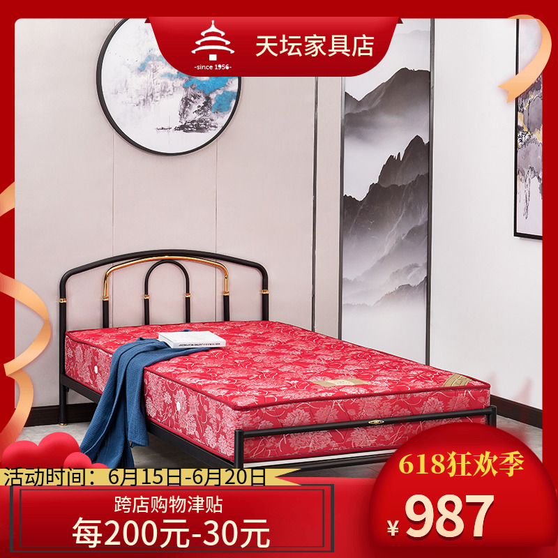 Tiantan furniture wrought iron bed single bed modern minimalist 1 0m1 2m adjustable shelf environmental protection steel pipe iron bed