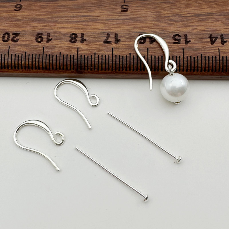 Material Kit Set S925 Sterling Silver Thickened Ear Hooks for DIY Earring Making Silver Jewelry Accessories Non-Allergenic Material Kit Set S925 Sterling Silver Thickened Ear Hooks for DIY Earring Making Silver Jewelry Accessories Non-Allergenic