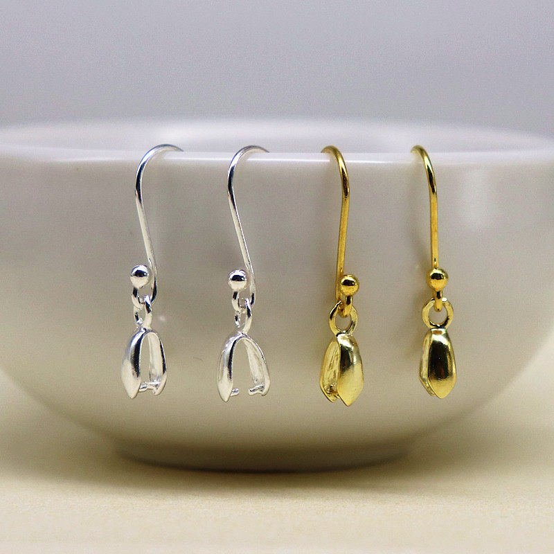 925 sterling silver ear hook bold round line silver DIY silver earring accessories clip buckle self-made semi-finished hypoallergenic