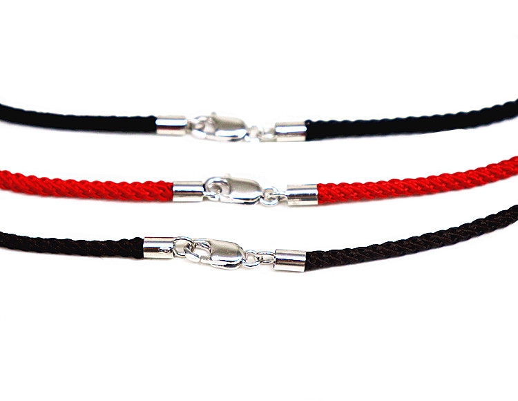 925 sterling silver buckle necklace neck rope braided cotton rope DIY accessories men's and women's pendant rope allergenic collarbone chain