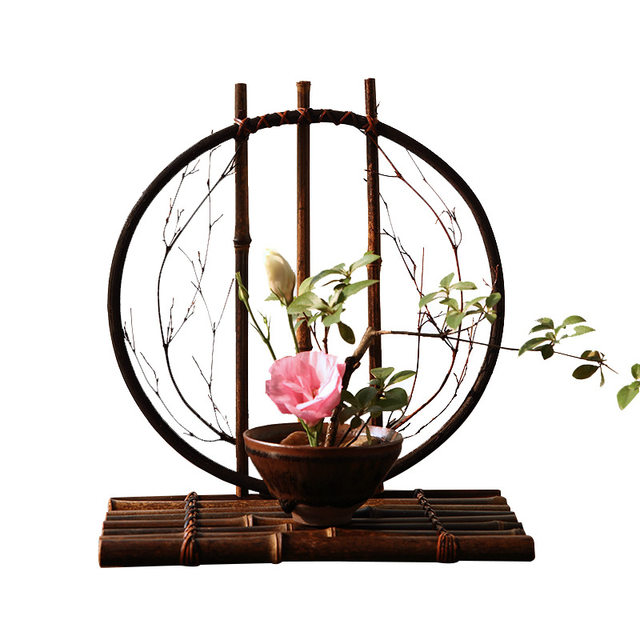 Full Moon Flower Bamboo New Zen Chinese Decoration Bamboo Vase Base Tea Ceremony Accessories Photo Props