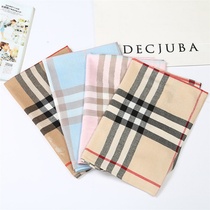 Japanese and Korean fashion plaid scarf cotton shawl silk scarf dual-purpose cashmere scarf women plus Velvet