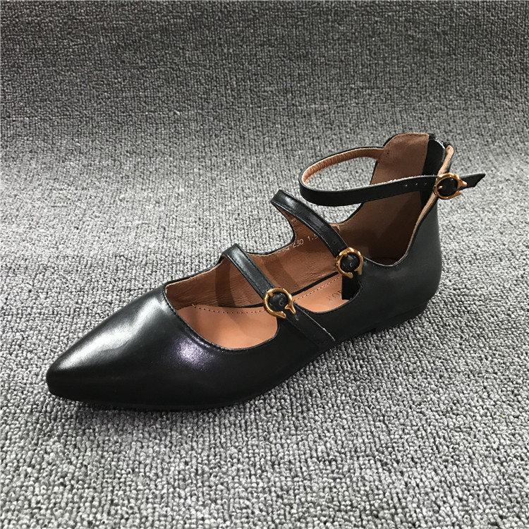 2020 spring new factory leather broken size treatment women's shoes pointed toe cowhide flat British buckle all-match women's single shoes - Taobao
