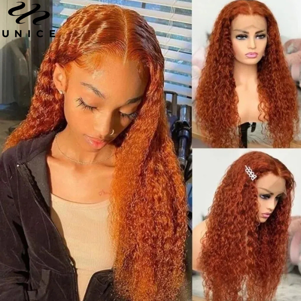 UNice Mongolian Ginger Orange Curly Lace Closure Human Hair  display picture 1