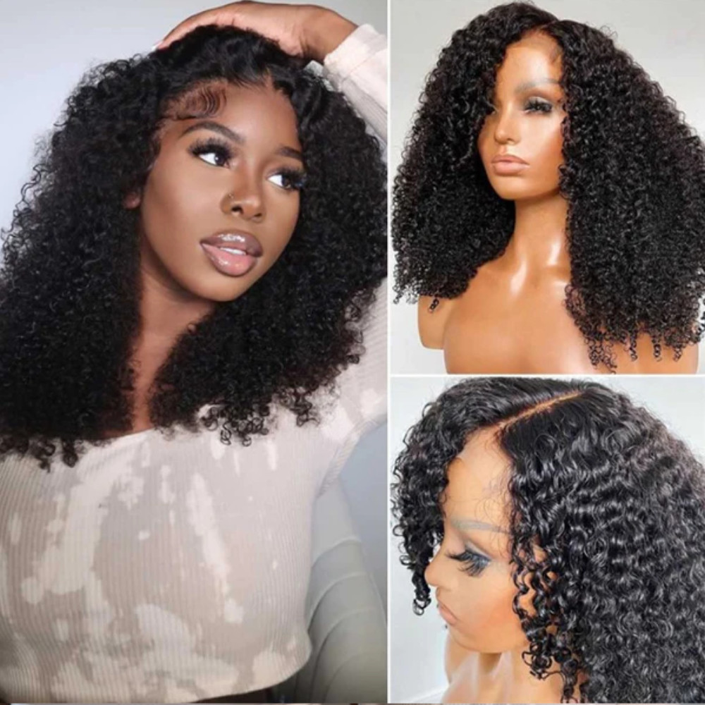 Peruvian curly u part wig with closure Amazon.com : OLFORY Curly V Part Wig Human Hair Wigs for  main image 3