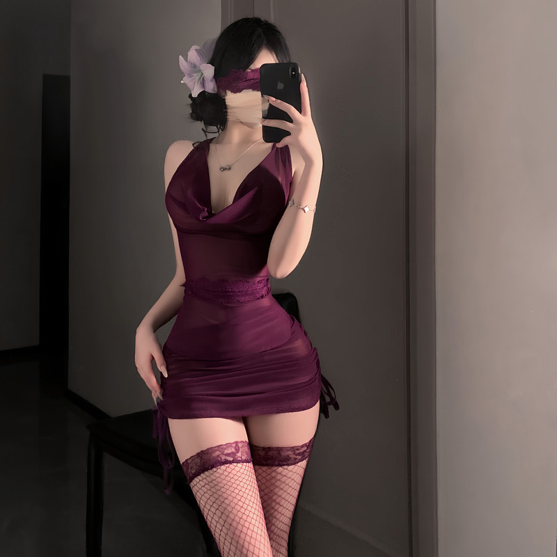 Purple V-Neck Lace Bodycon Dress with a Sexy Lingerie Look for Women, Perfect for Dates, Hot and Alluring, No Need to Take Off, Pure Desire Outfit Purple V-Neck Lace Bodycon Dress with a Sexy Lingerie Look for Women, Perfect for Dates, Hot and Alluring, No Need to Take Off, Pure Desire Outfit