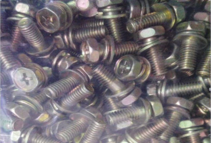 Outside hexagonal concave cross with flat pad Mat three combined colored zinc screws M4X8 10 12 16 20