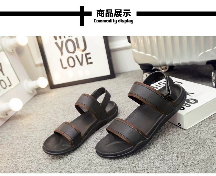 Mùa hè 2018 dép da mới Giày sandal nam đế bệt nam Giày đế xuồng Hàn Quốc xu hướng giày Việt Nam dép sandal nam hàng hiệu