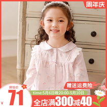 Cartoon Children Pyjamas Girls Summer Thin style pure cotton gauze Long sleeves Princess Doll collar girl Home Residence Suit Suit