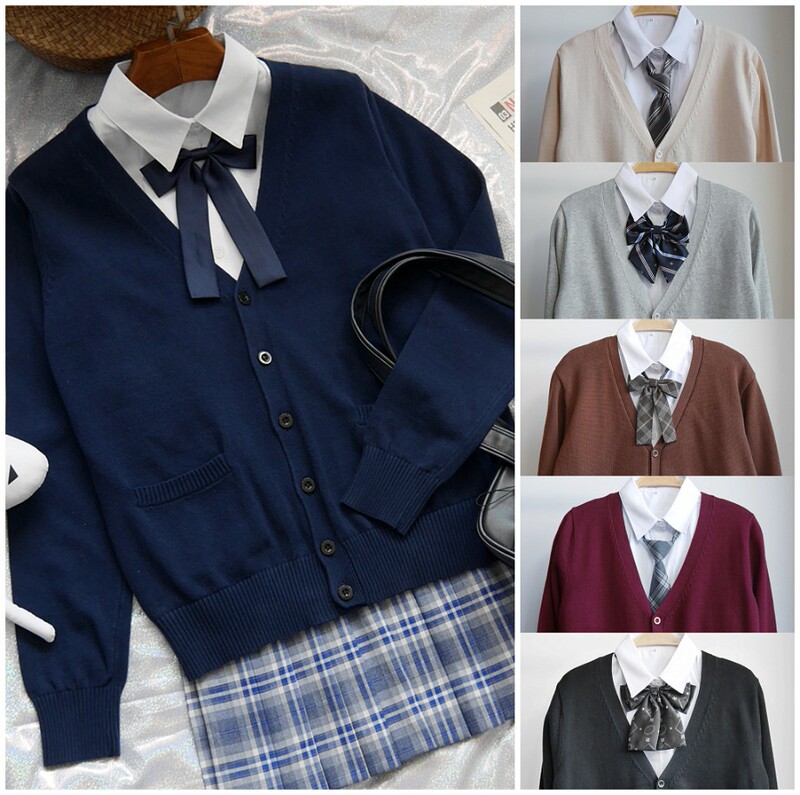 Japanese Jk School Style Sweater Outerwear Loose Cardigan Jacket Women's Knitwear Trendy Basic Uniform Student Japanese Jk School Style Sweater Outerwear Loose Cardigan Jacket Women's Knitwear Trendy Basic Uniform Student