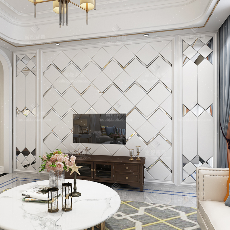 Custom Soft Bag Hardpack TV Background Wall Living Room Eu Style Brief Sofa Wall Modern Bedroom Anticollision Wall Sticker Self Adhesive