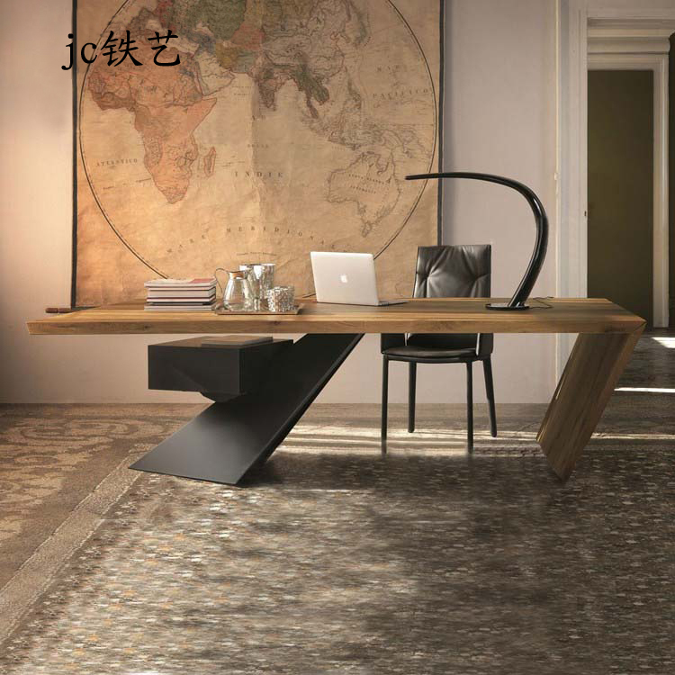 Solid Wood President Boss Table Loft Industrial Wind Office Furniture Computer Desk Brief Modern Desk Work Desk