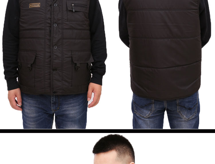 Mùa đông áo len lông cừu trung niên vest dày cotton ấm áp vai cashmere lông một người đàn ông dày và phụ nữ áo vest da nam