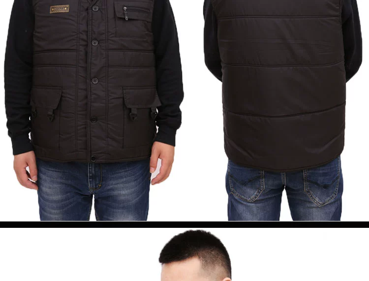 Mùa đông áo len lông cừu trung niên vest dày cotton ấm áp vai cashmere lông một người đàn ông dày và phụ nữ áo khoác nam thu đông