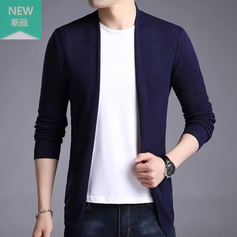 Áo len cardigan nam dài tay áo len Áo khoác đẹp trai Fat Man Extra Large Áo len nam hàng đầu - Cardigan