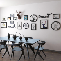 Nordic style combination creative decorative painting Living room sofa background wall hanging painting Dining room wall hanging black and white elk wall painting