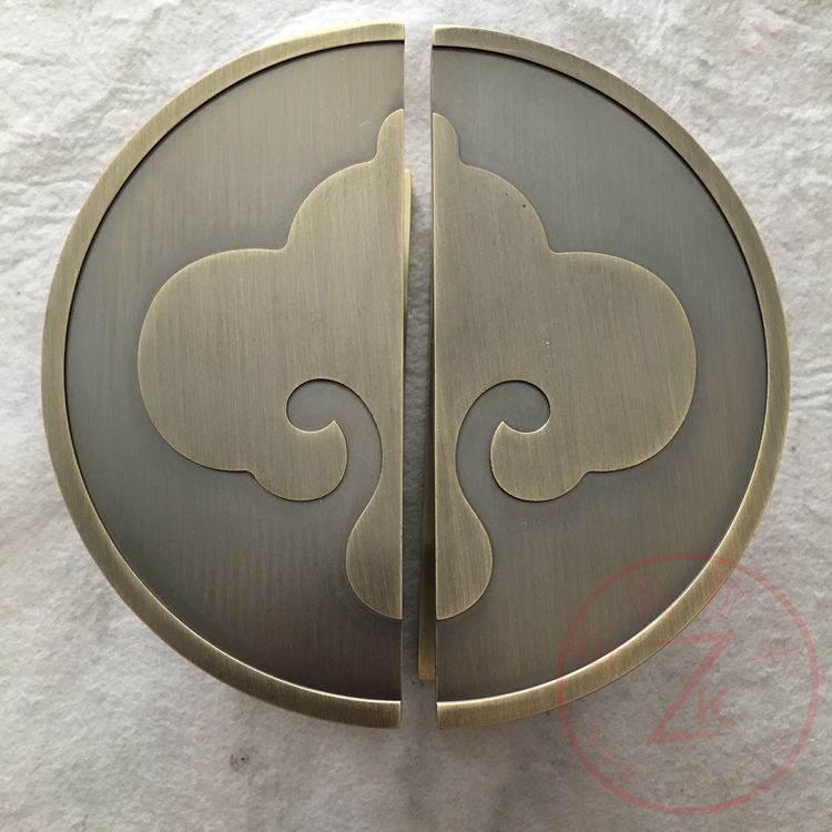 New Chinese glass door handle hotel box armrest semi-circle green bronze large handle modern solid wood door handle