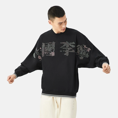 Китай Ли нин подлинный весенний музыкальный фестиваль Мужчины и женщинам и той же вышивкой национальный прилив Big Sweater AWDS222